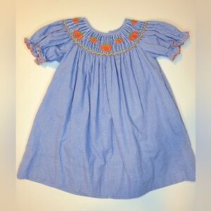 Velani Classics Girls Pumpkin Smocked Dress Size 24M